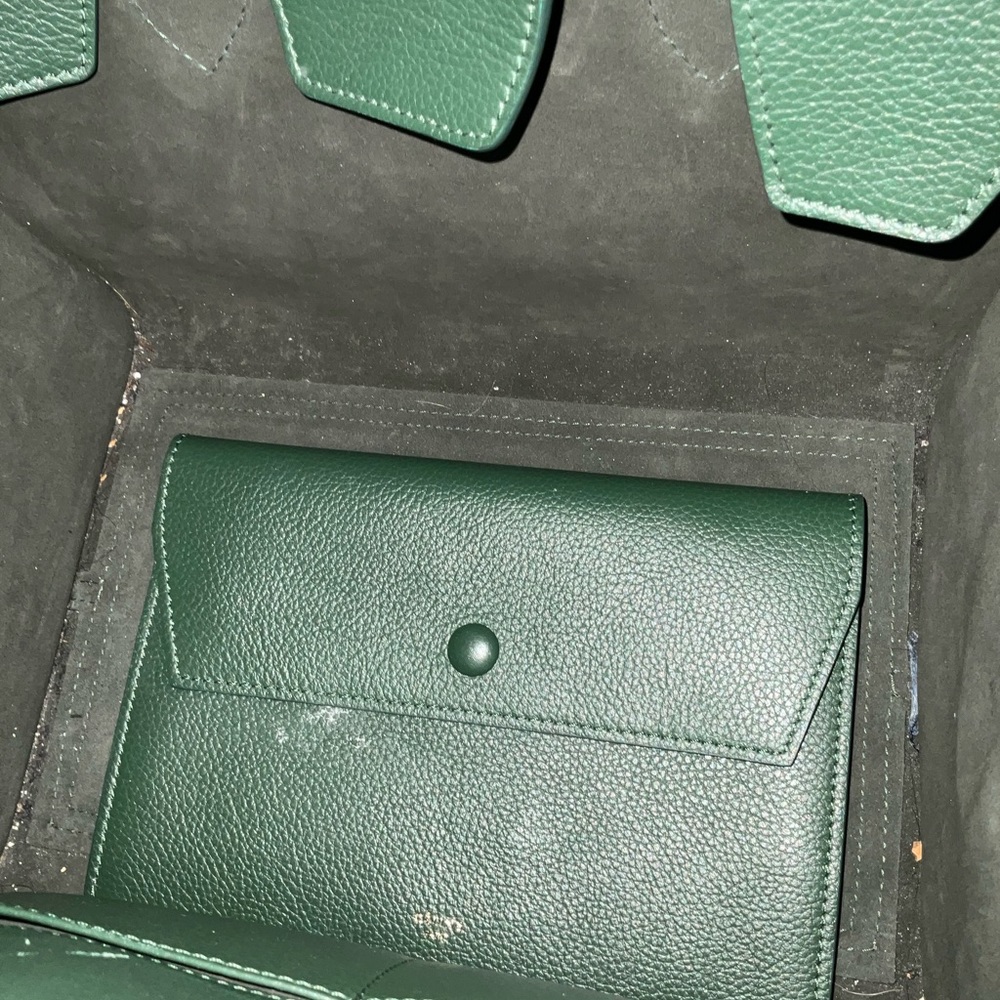 CELINE TEAL BLUE LEATHER SMALL TIE TOTE BAG - Picture 5 of 6